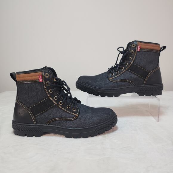 Levis Denim Lug Sole Utility Boots 10 Gorpcore Dark Indigo High Top Urban Rugged - Picture 2 of 12